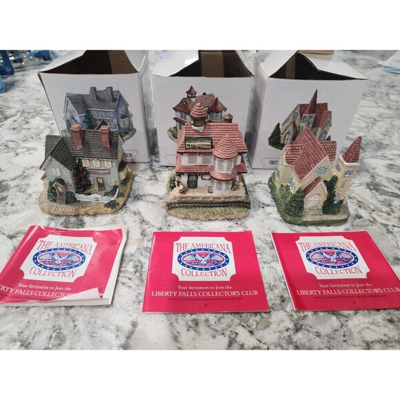 Liberty Falls Other - LIBERTY FALLS/THE AMERICANA COLLECTION RESIN HOUSES 1992-93 Lot Of 3 With Box